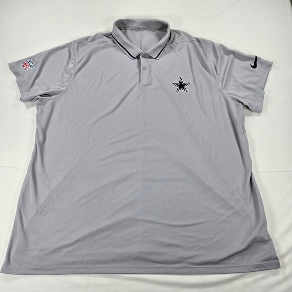 Nike Dri-Fit NFL Dallas Cowboys Short Sleeve Gray Polo Shirt Men's Size 3XL - Picture 1 of 7